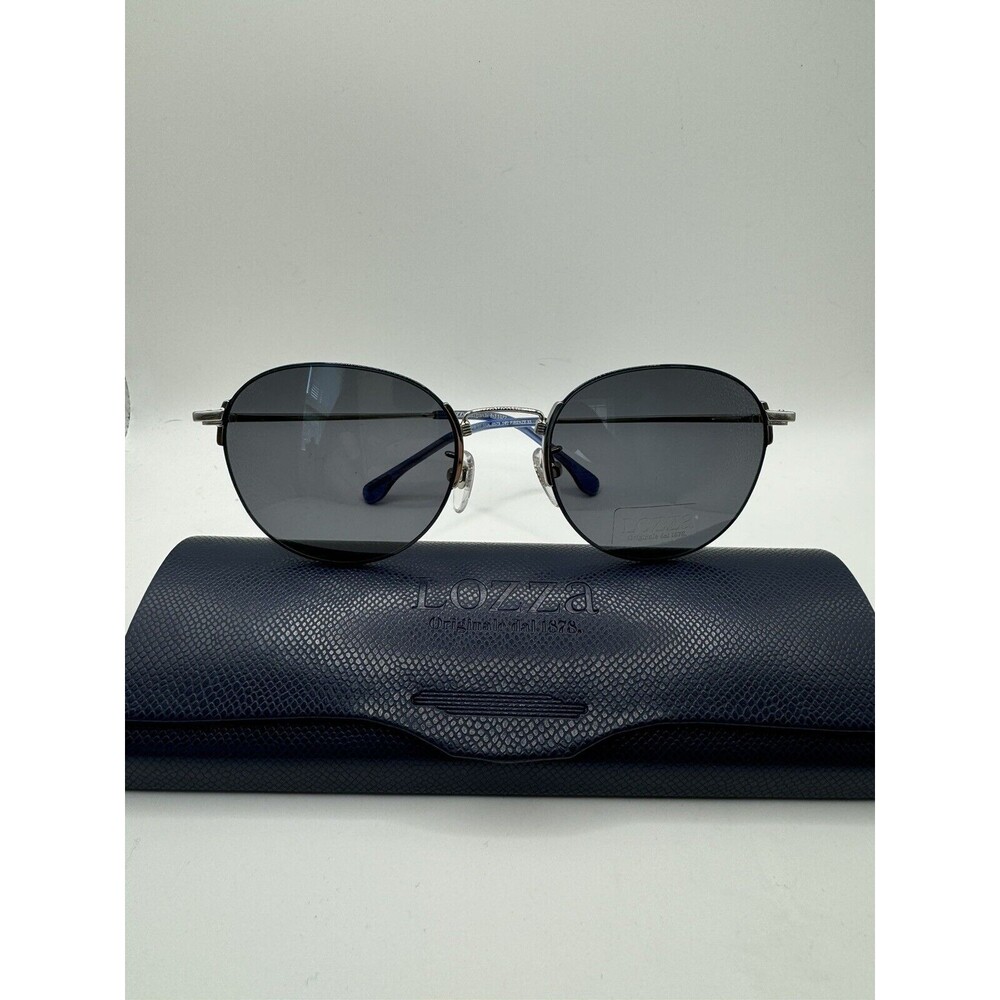 Designer Sunglasses NWT - Lozza SL2355 Silver/Blue Round - Retail $300+